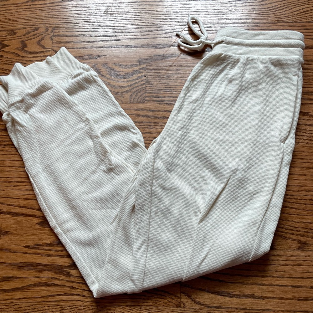 Sunday best cream waffle sweatpants size 2xs
